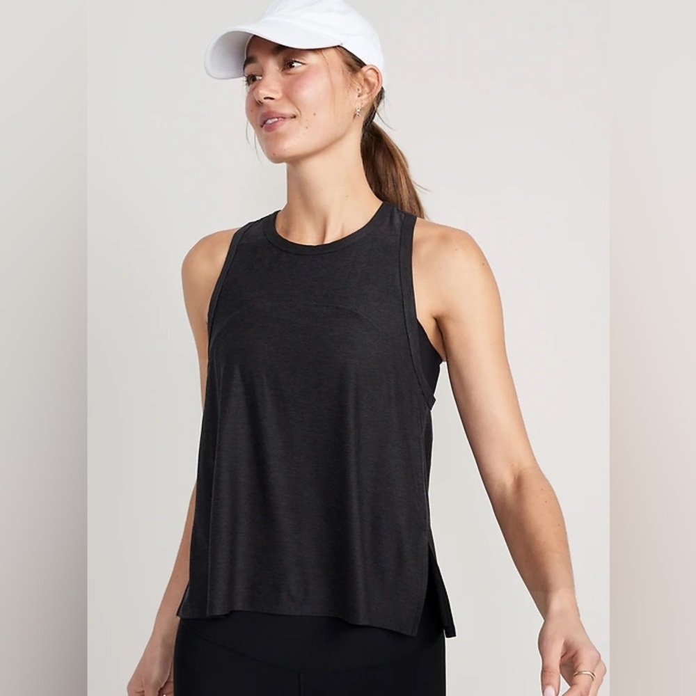 Old Navy Dark Gray Cloud 94 Soft Sleeveless Cutout Tank Top